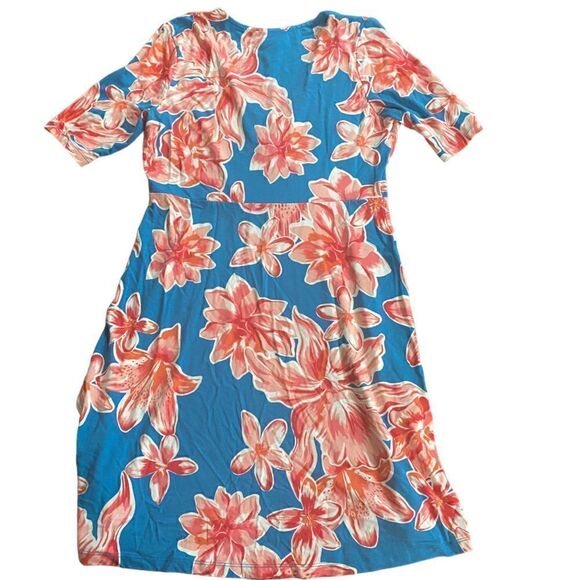 Heyton floral wrap dress small blue orange short sleeve - Picture 5 of 7